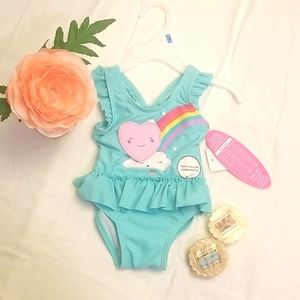 Baby Girl Rainbow Print One Piece Swimsuit